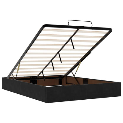 Letto ottomano con materasso Nero 140 x 200 cm Velluto | homemem39