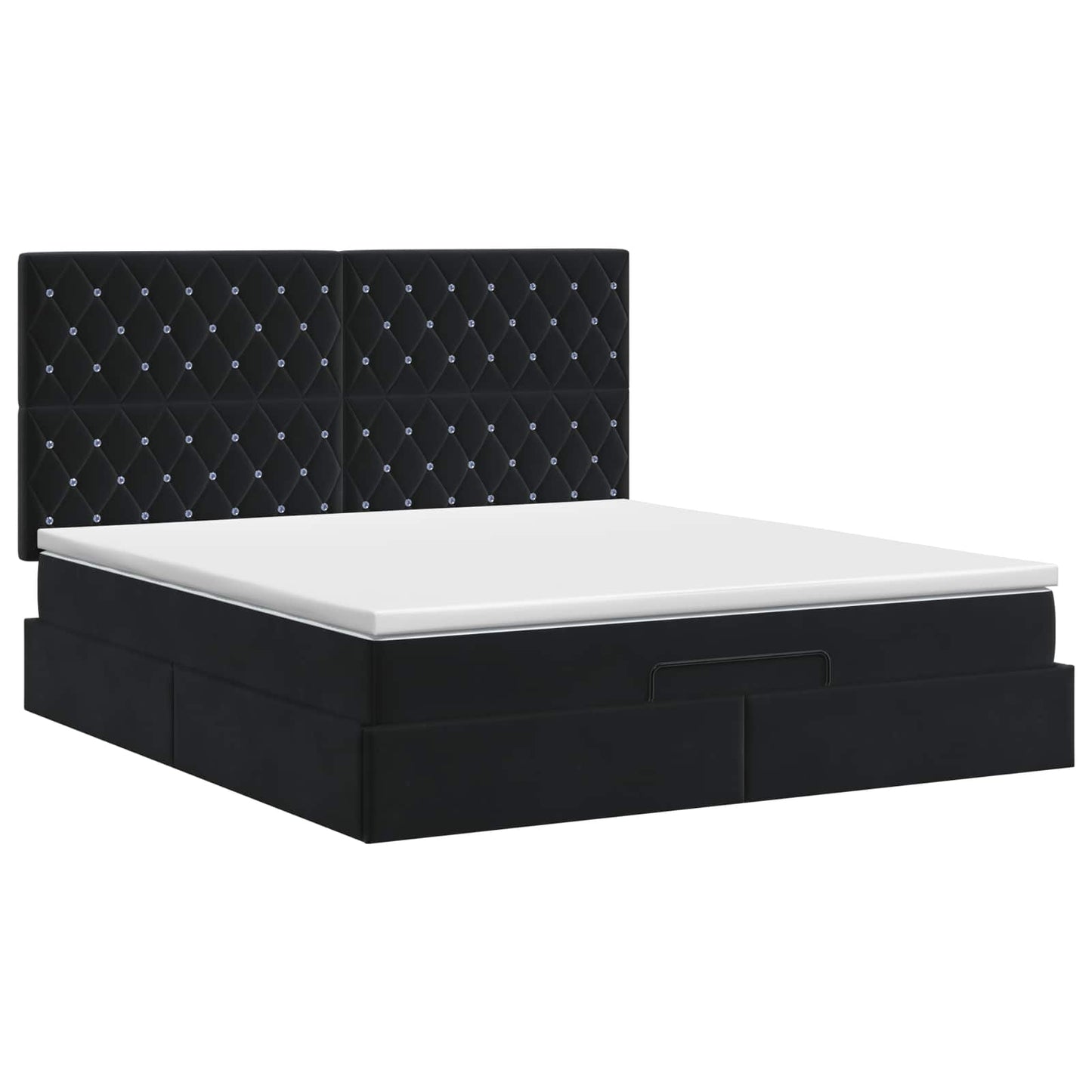 Letto ottomano con materasso Nero 140 x 200 cm Velluto | homemem39