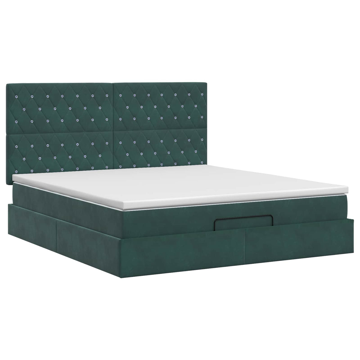 Letto ottomano con materasso Verde Scuro 140 x 200 cm Velluto