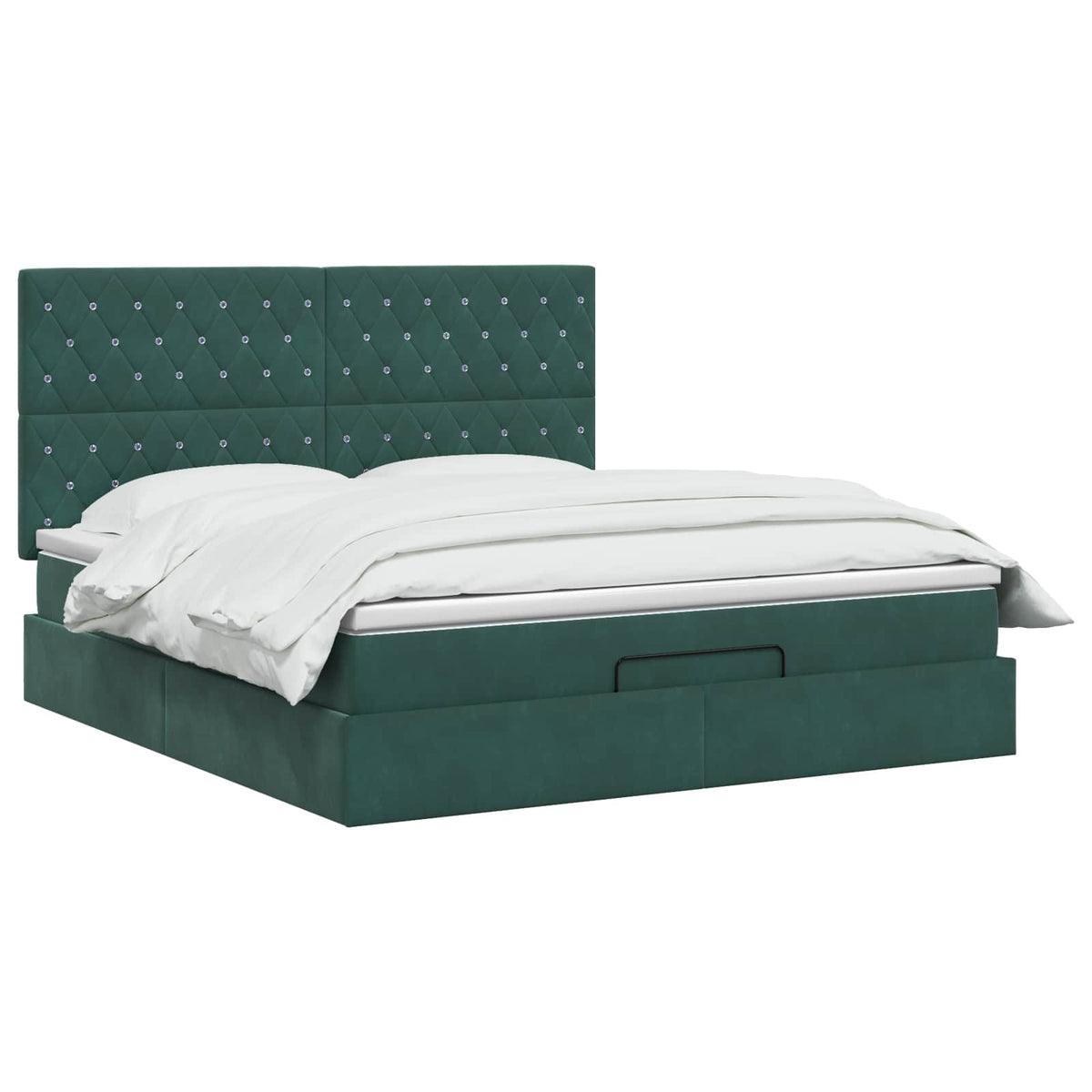 Letto ottomano con materasso Verde Scuro 140 x 200 cm Velluto