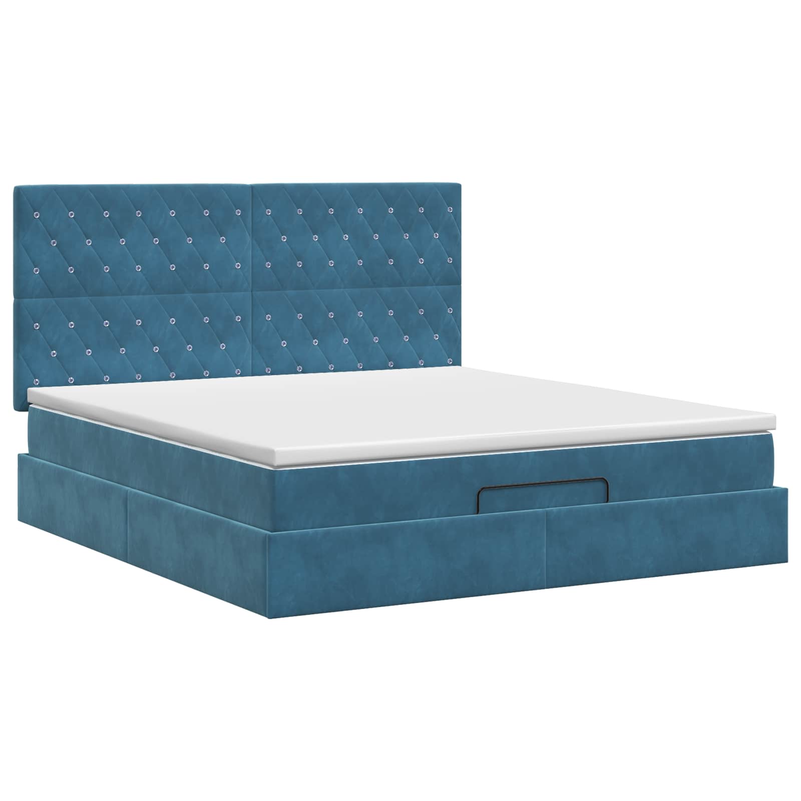 Letto ottomano con materasso Blu Scuro 140 x 200 cm Velluto | homemem39