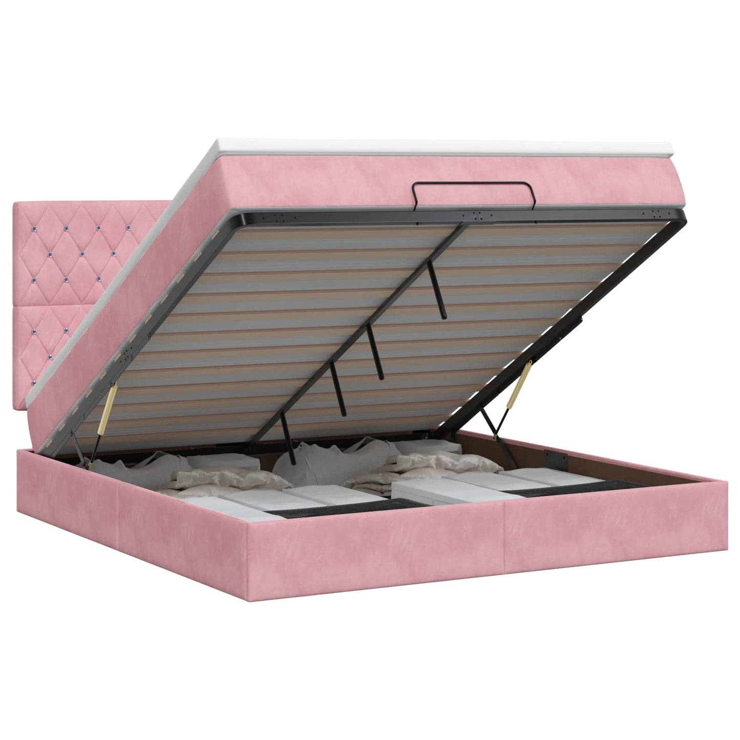 Letto ottomano con materasso Rosa 140 x 200 cm Velluto | homemem39