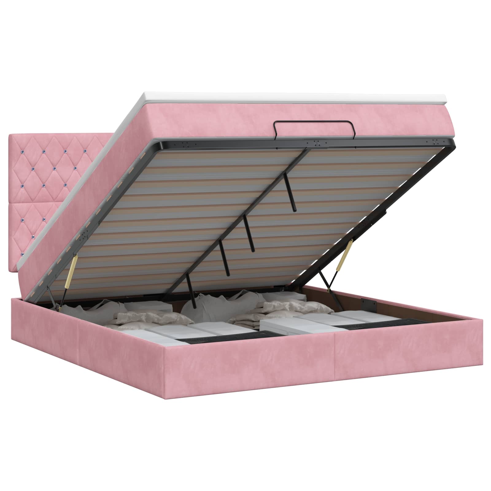 Letto ottomano con materasso Rosa 140 x 200 cm Velluto | homemem39