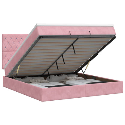 Letto ottomano con materasso Rosa 140 x 200 cm Velluto | homemem39
