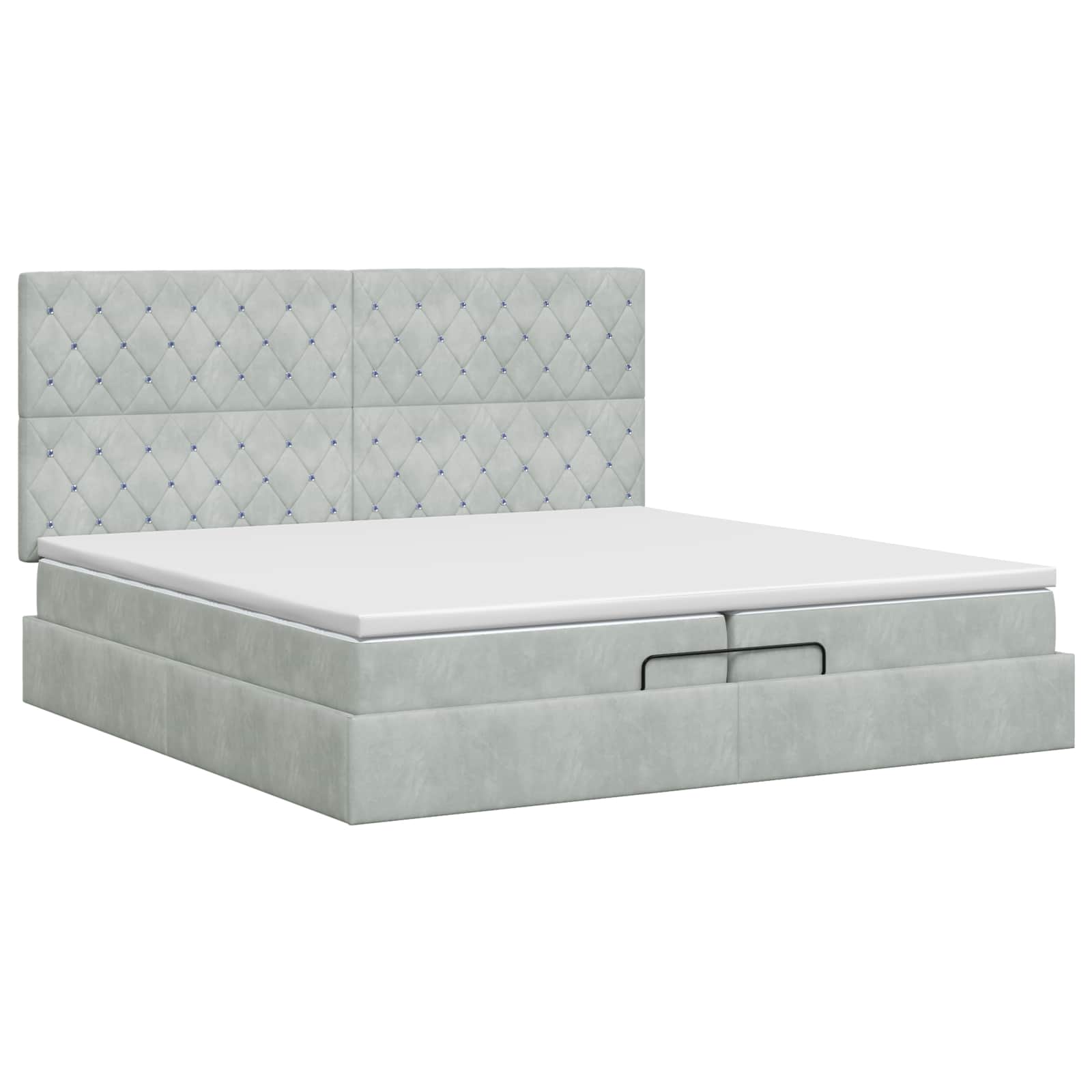 Letto ottomano con materasso Grigio Chiaro 200 x 200 cm Velluto | homemem39