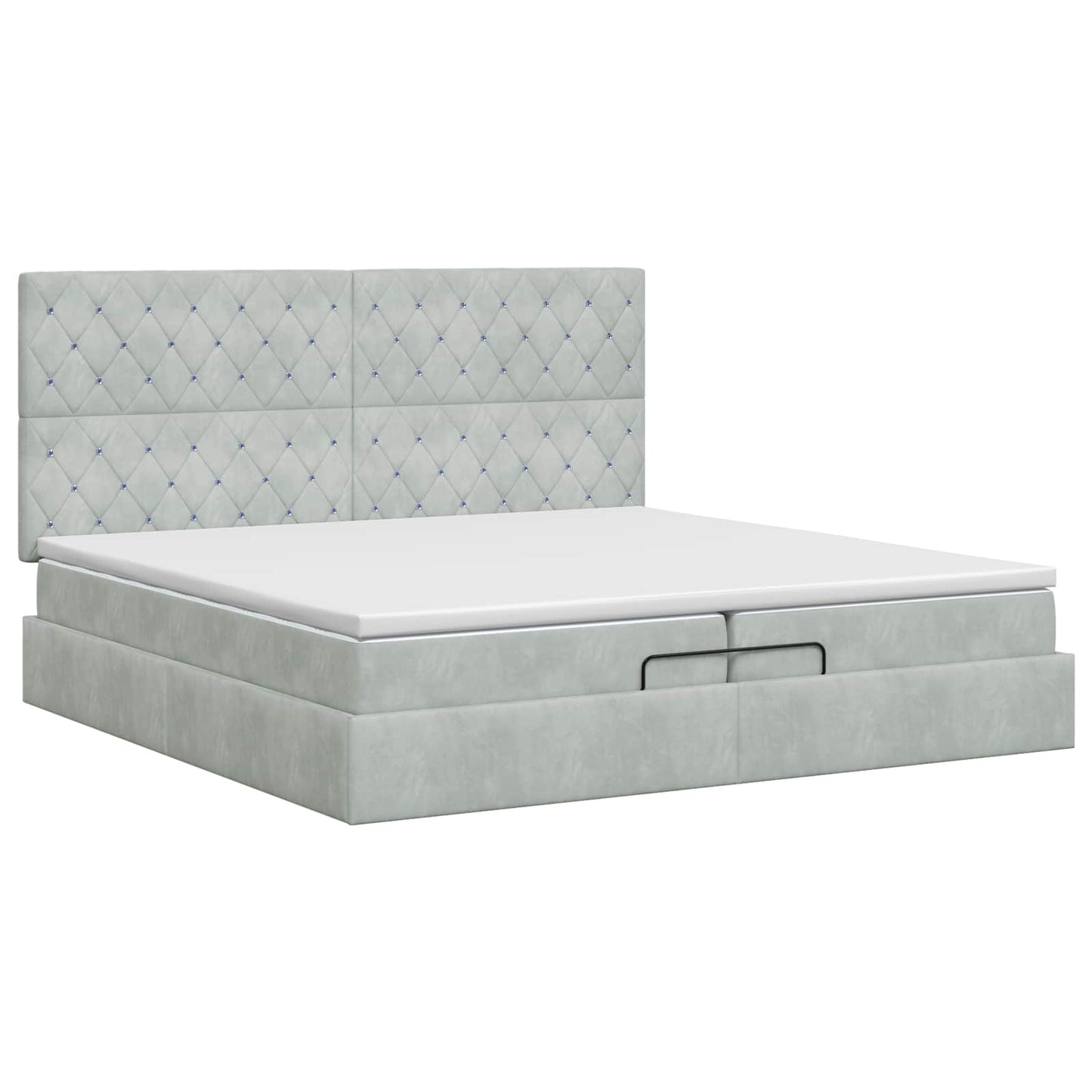 Letto ottomano con materasso Grigio Chiaro 200 x 200 cm Velluto