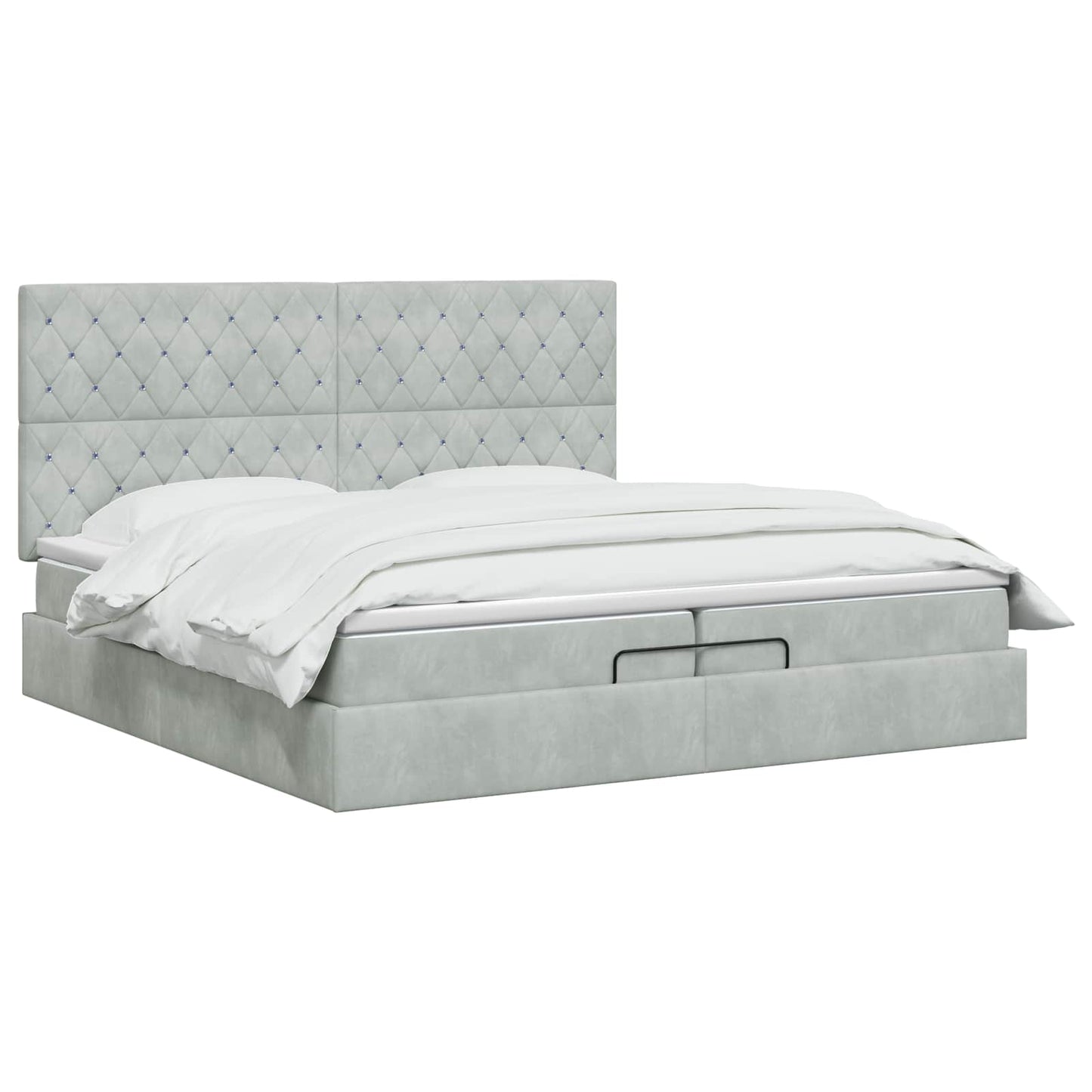 Letto ottomano con materasso Grigio Chiaro 200 x 200 cm Velluto