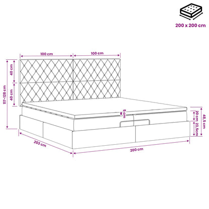 Letto ottomano con materasso Grigio Chiaro 200 x 200 cm Velluto | homemem39