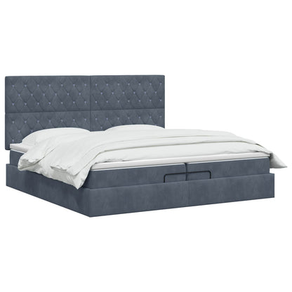 Letto ottomano con materasso Grigio Scuro 200 x 200 cm Velluto | homemem39