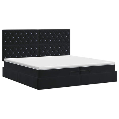 Letto ottomano con materasso Nero 200 x 200 cm Velluto | homemem39