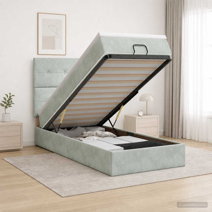 Letto Ottomano con Materasso e LED Grigio Chiaro 80 x 200 cm