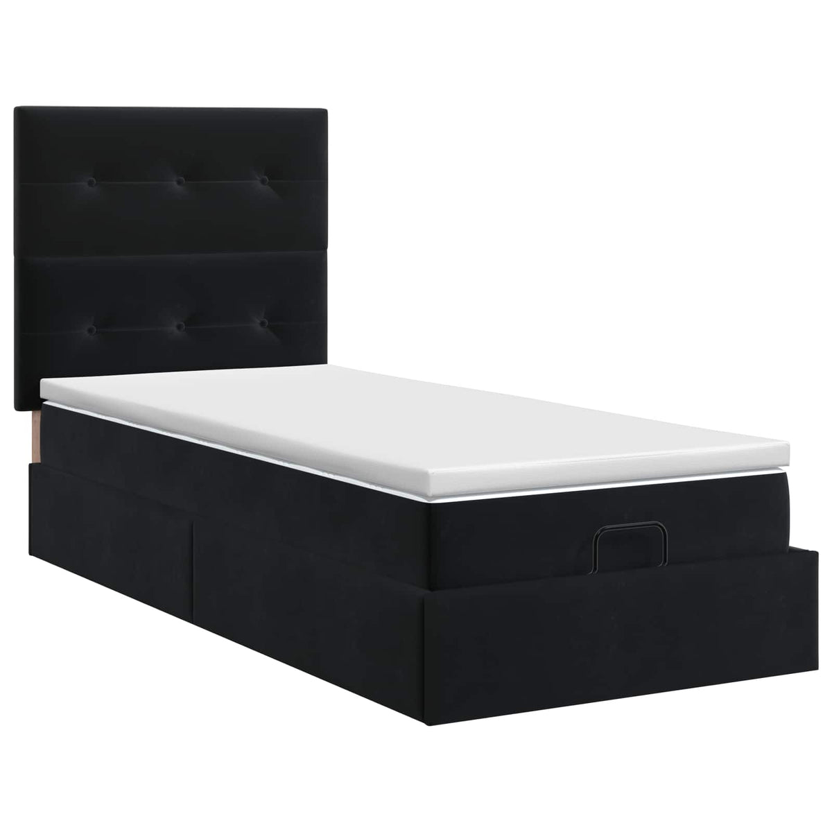 Letto ottomano con materasso Nero 90 x 200 cm Velluto | homemem39
