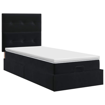 Letto ottomano con materasso Nero 90 x 200 cm Velluto | homemem39