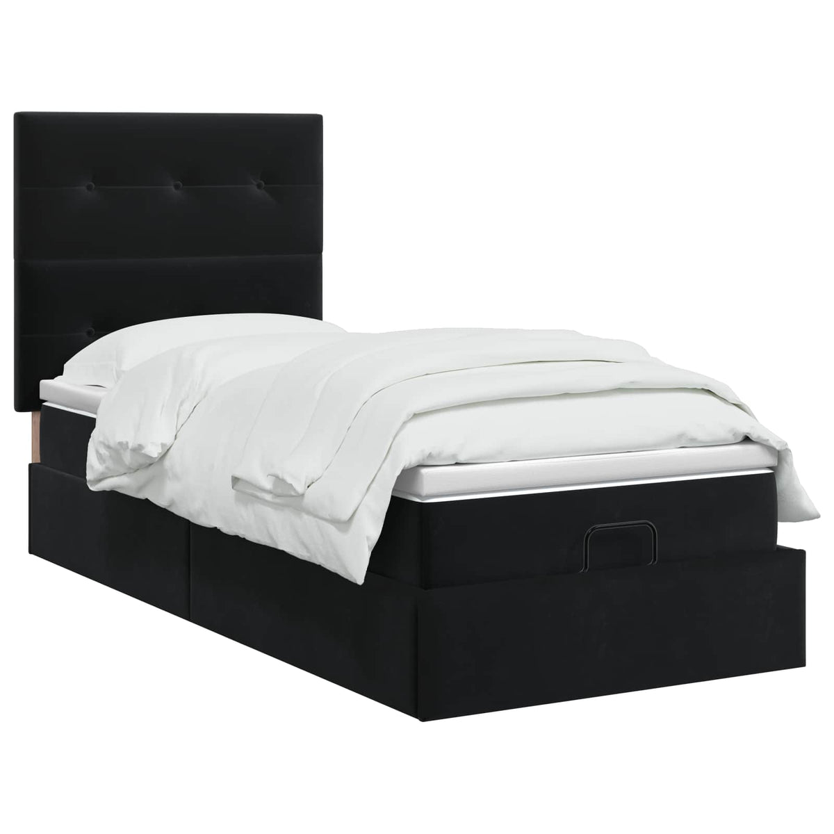 Letto ottomano con materasso Nero 90 x 200 cm Velluto | homemem39