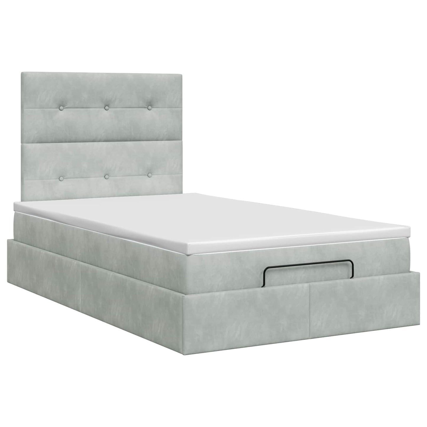 Letto ottomano con materasso Grigio Chiaro 120 x 190 cm Velluto