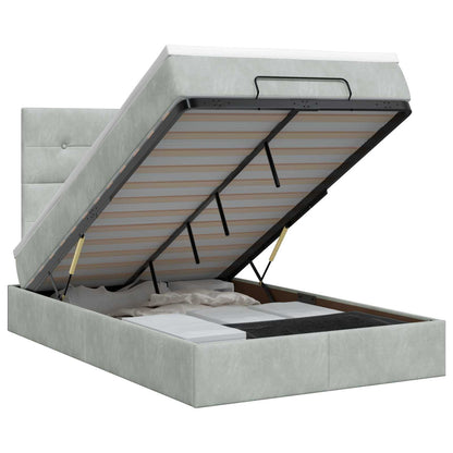 Letto ottomano con materasso Grigio Chiaro 120 x 200 cm Velluto