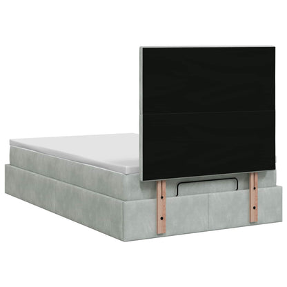Letto ottomano con materasso Grigio Chiaro 120 x 200 cm Velluto