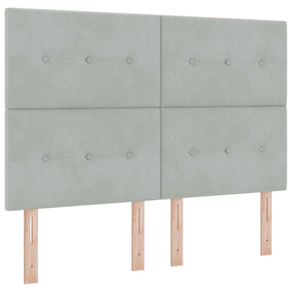 Letto ottomano con materasso Grigio Chiaro 140 x 190 cm Velluto