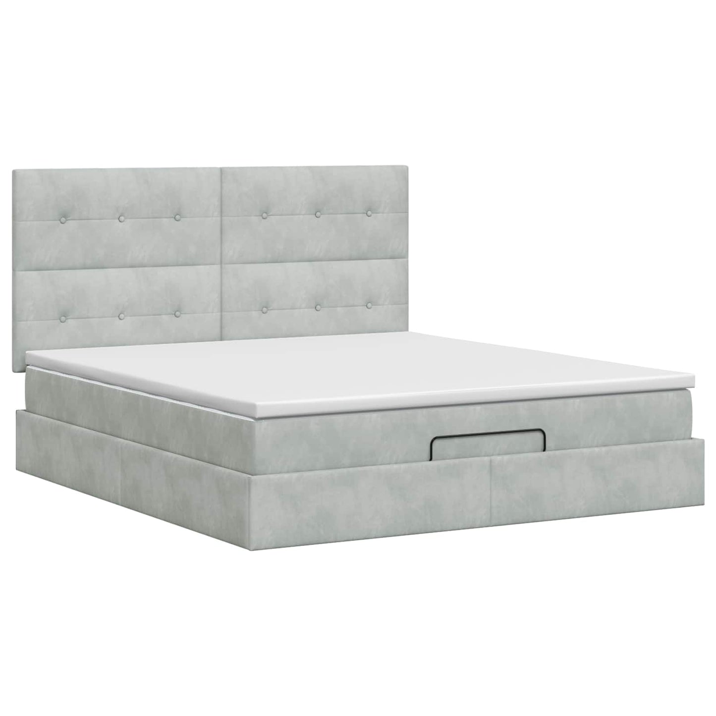 Letto ottomano con materasso Grigio Chiaro 140 x 190 cm Velluto