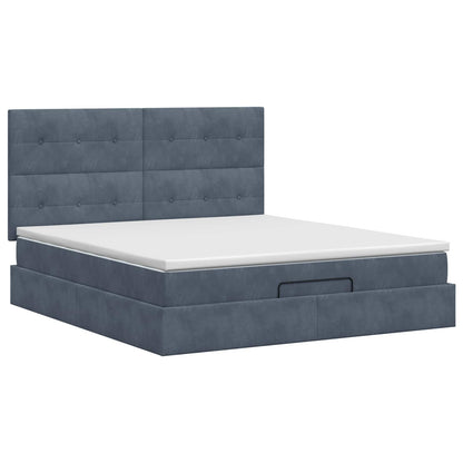 Letto ottomano con materasso Grigio Scuro 140 x 190 cm Velluto
