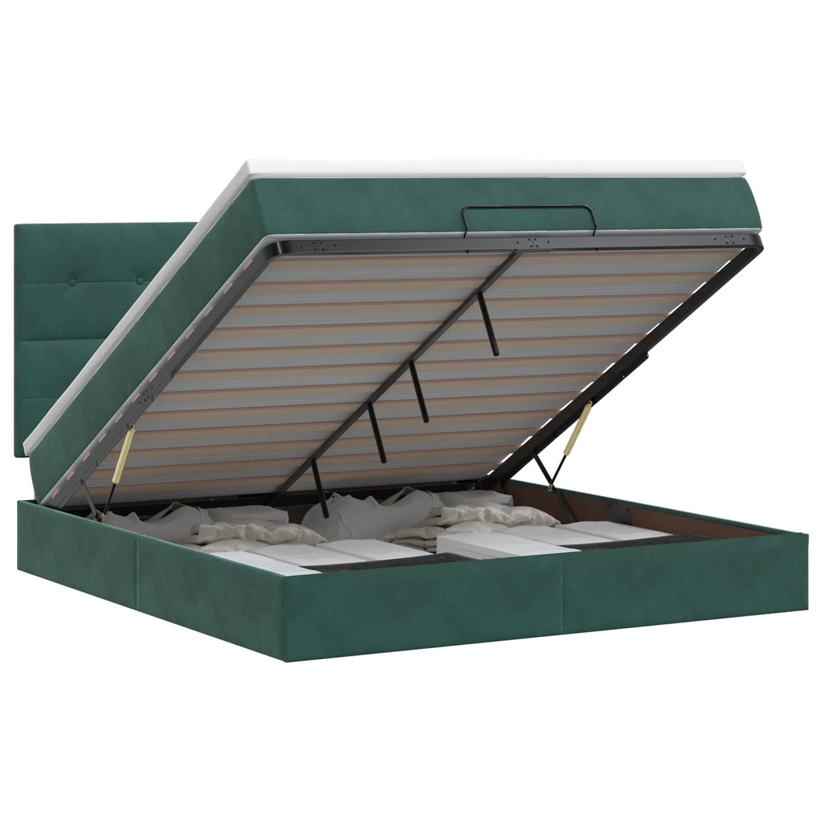 Letto ottomano con materasso Verde Scuro 160 x 200 cm Velluto | homemem39
