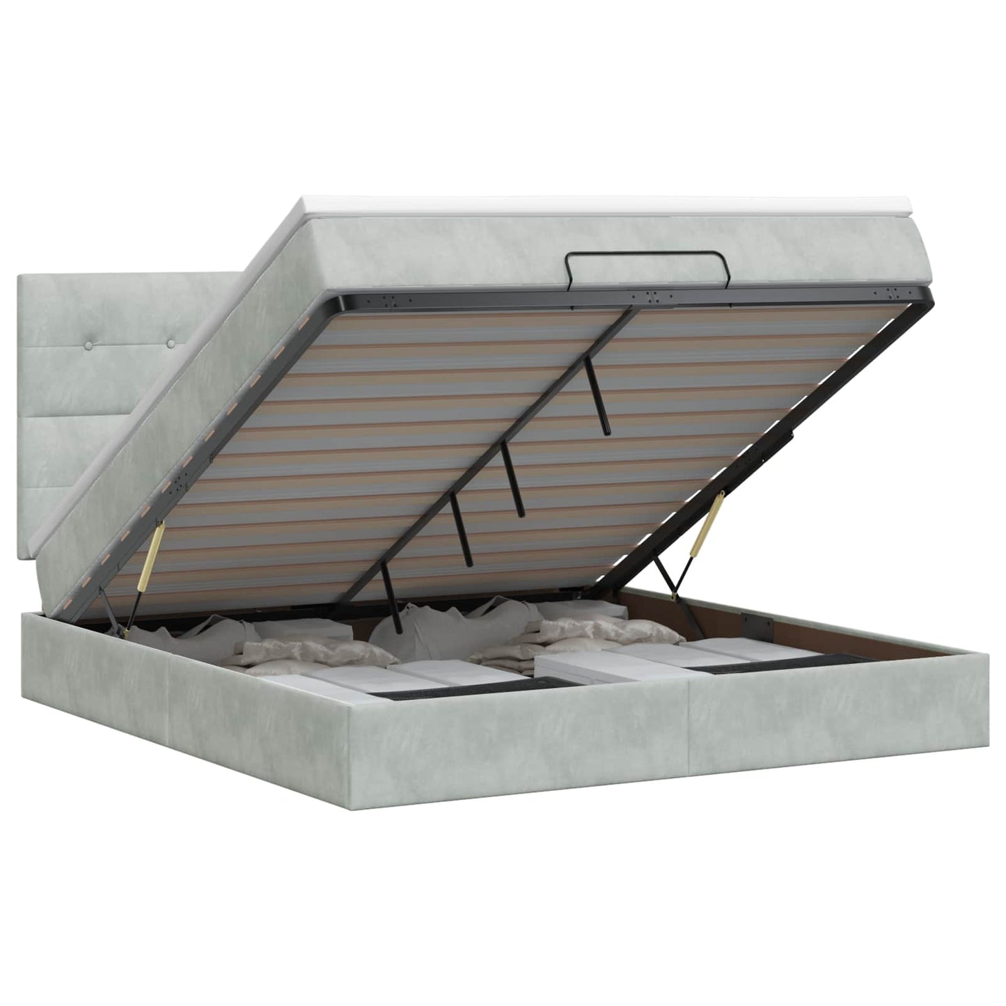 Letto ottomano con materasso Grigio Chiaro 180 x 200 cm Velluto