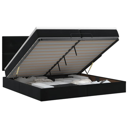 Letto ottomano con materasso Nero 200 x 200 cm Velluto | homemem39