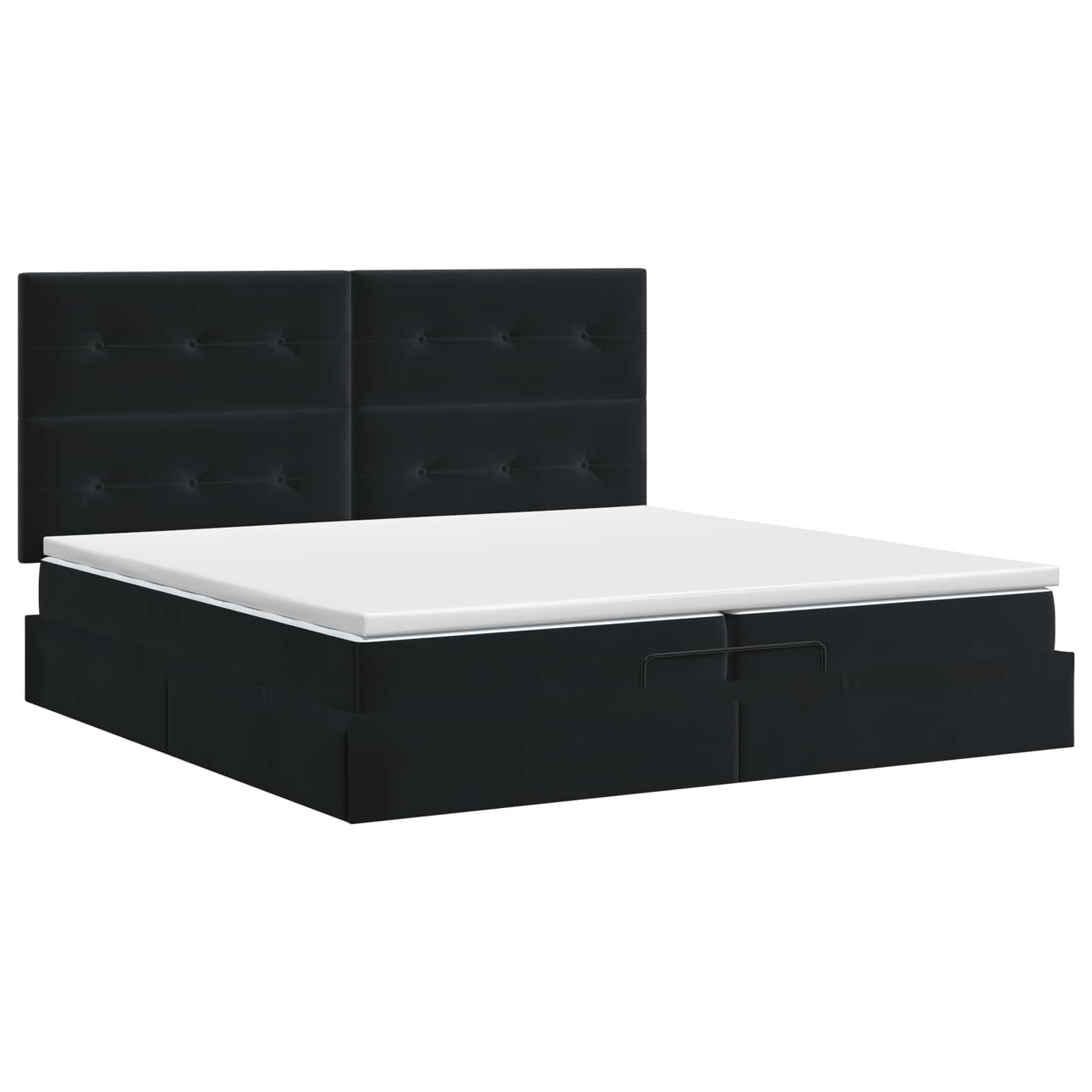 Letto ottomano con materasso Nero 200 x 200 cm Velluto | homemem39
