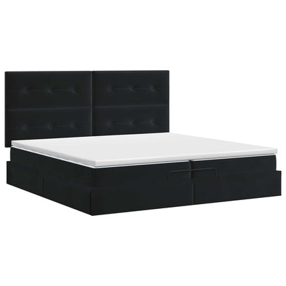 Letto ottomano con materasso Nero 200 x 200 cm Velluto | homemem39