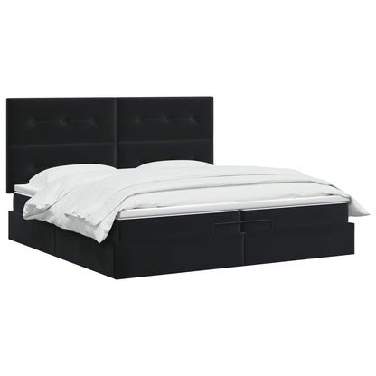 Letto ottomano con materasso Nero 200 x 200 cm Velluto | homemem39