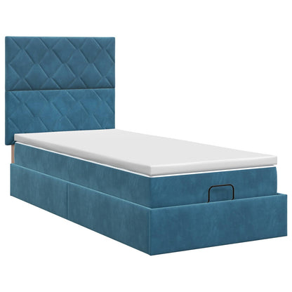 Letto ottomano con materasso Blu Scuro 80 x 200 cm Velluto | homemem39