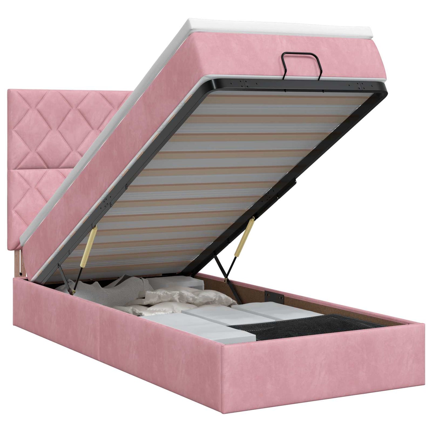 Letto ottomano con materasso Rosa 80 x 200 cm Velluto