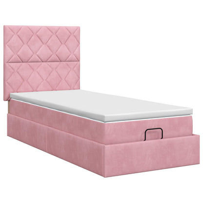 Letto ottomano con materasso Rosa 80 x 200 cm Velluto | homemem39
