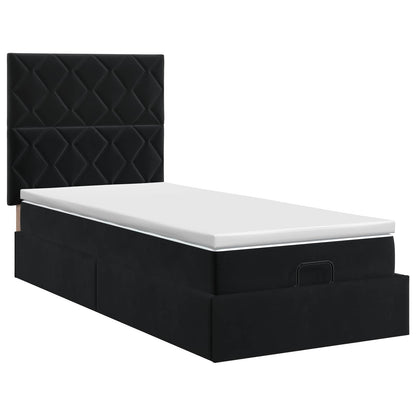 Letto ottomano con materasso Nero 90 x 190 cm Velluto | homemem39