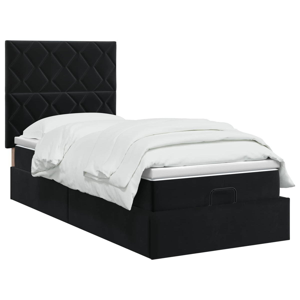 Letto ottomano con materasso Nero 90 x 190 cm Velluto | homemem39