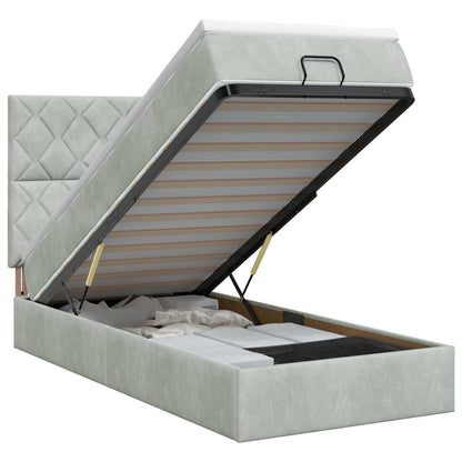 Letto ottomano con materasso Grigio Chiaro 90 x 200 cm Velluto | homemem39