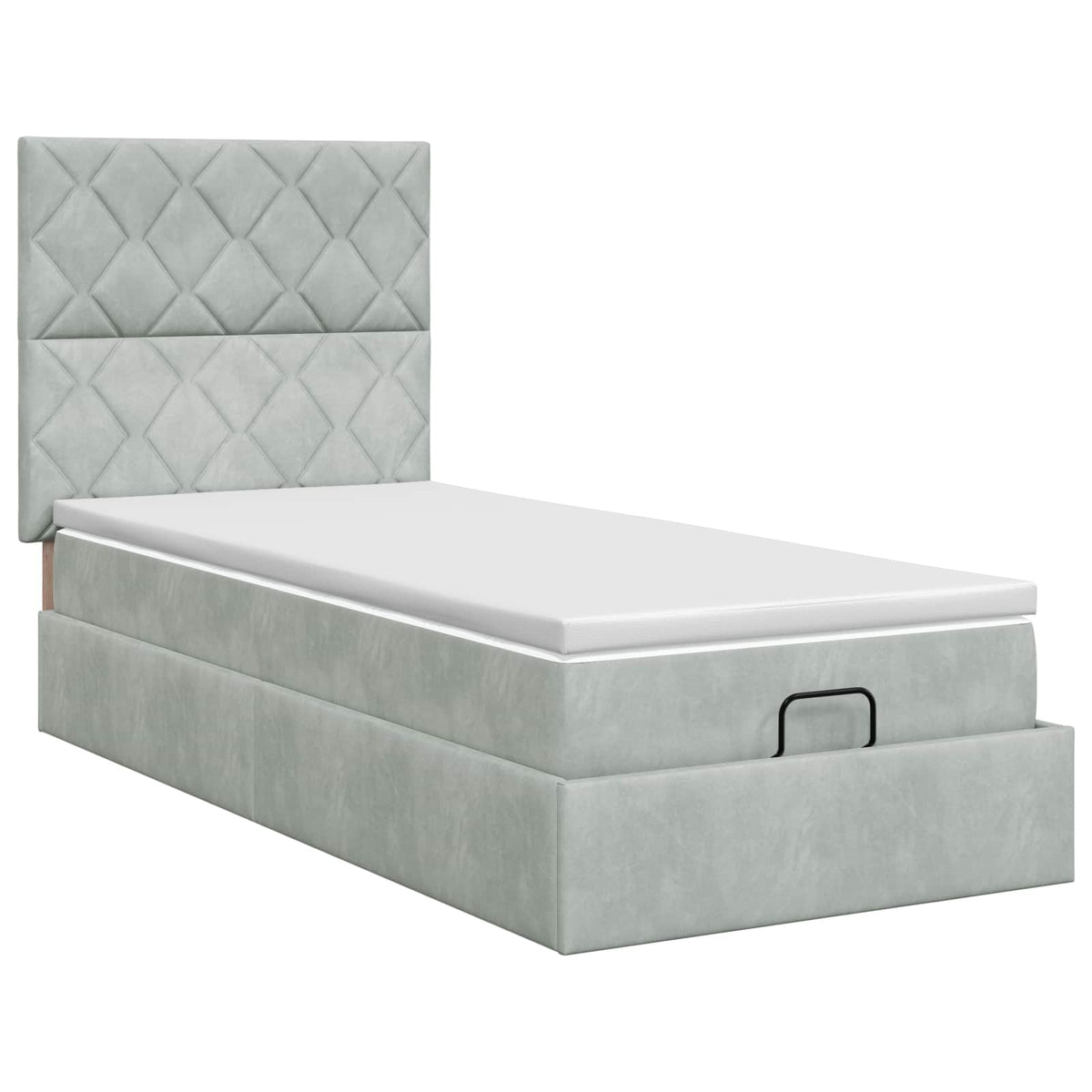 Letto ottomano con materasso Grigio Chiaro 90 x 200 cm Velluto | homemem39