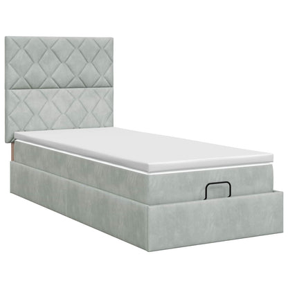 Letto ottomano con materasso Grigio Chiaro 90 x 200 cm Velluto | homemem39