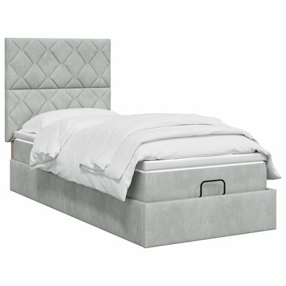 Letto ottomano con materasso Grigio Chiaro 90 x 200 cm Velluto | homemem39