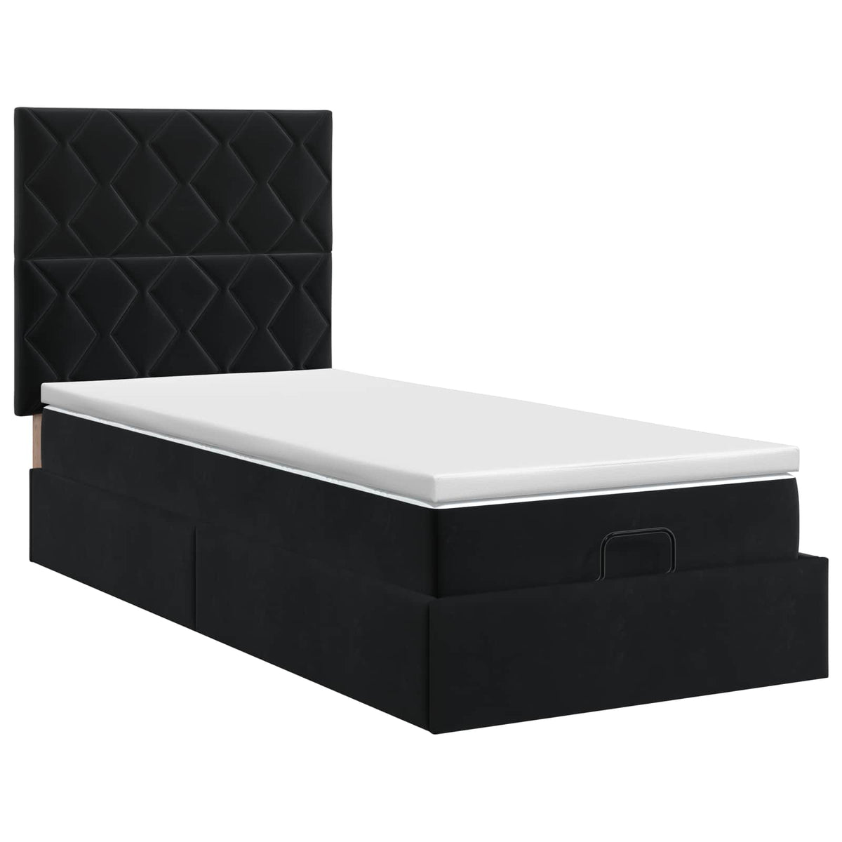 Letto ottomano con materasso Nero 90 x 200 cm Velluto | homemem39