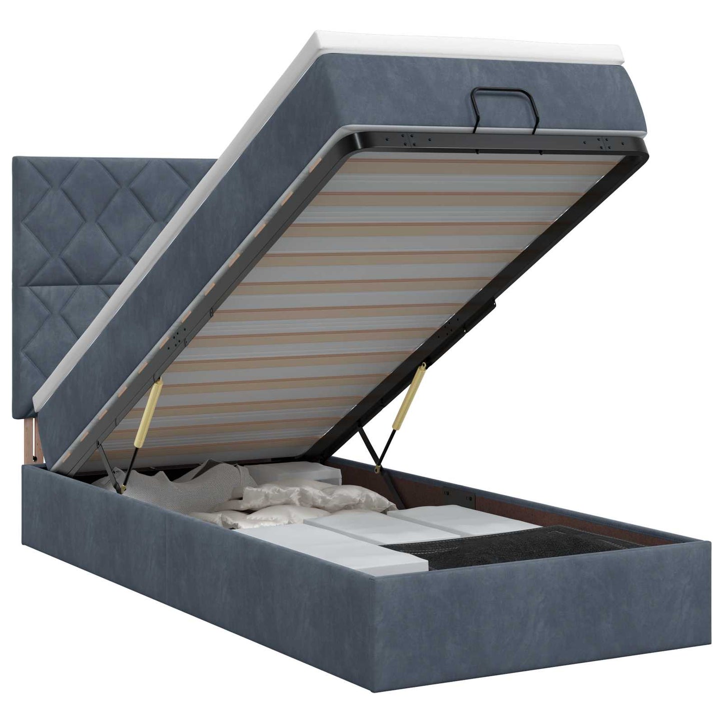 Letto ottomano con materasso Grigio Scuro 100 x 200 cm Velluto