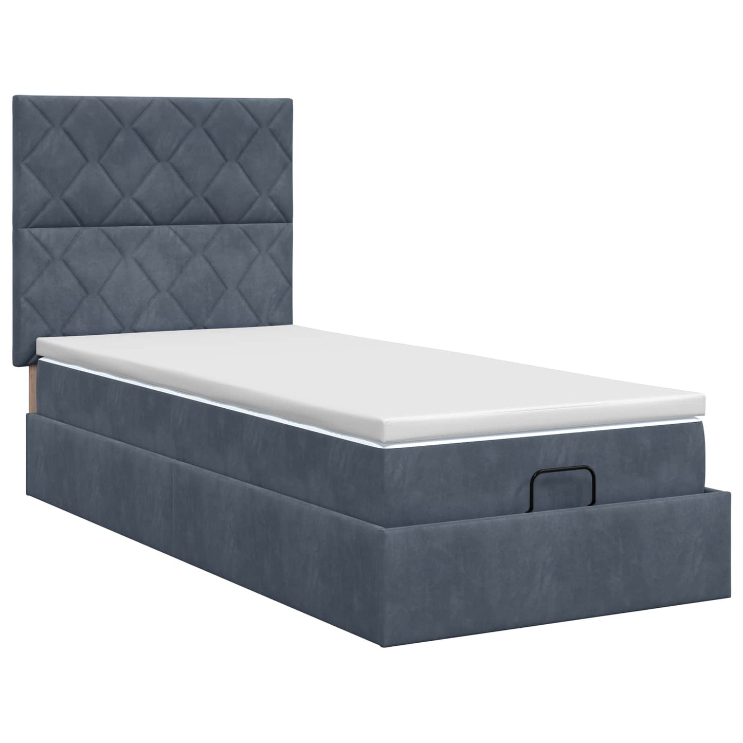 Letto ottomano con materasso Grigio Scuro 100 x 200 cm Velluto