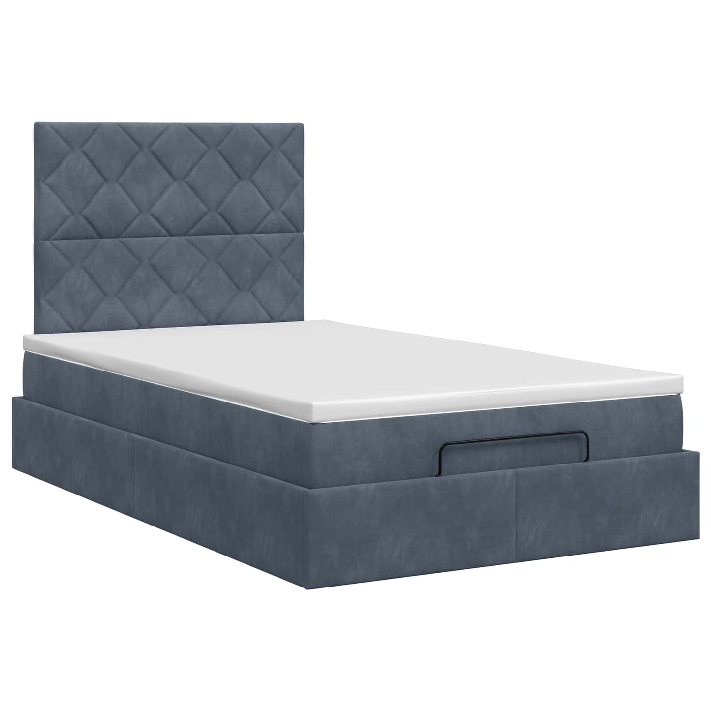 Letto ottomano con materasso Grigio Scuro 120 x 190 cm Velluto | homemem39