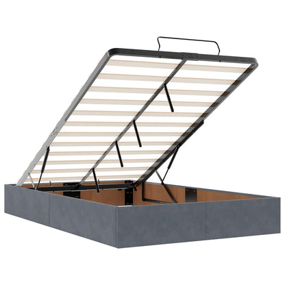 Letto ottomano con materasso Grigio Scuro 120 x 190 cm Velluto | homemem39