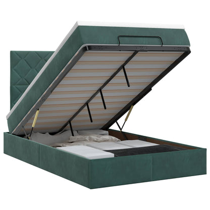 Letto ottomano con materasso Verde Scuro 120 x 190 cm Velluto | homemem39
