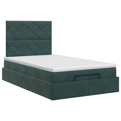 Letto ottomano con materasso Verde Scuro 120 x 190 cm Velluto | homemem39