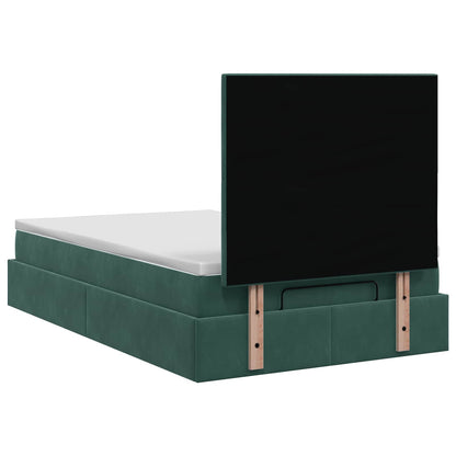 Letto ottomano con materasso Verde Scuro 120 x 190 cm Velluto | homemem39