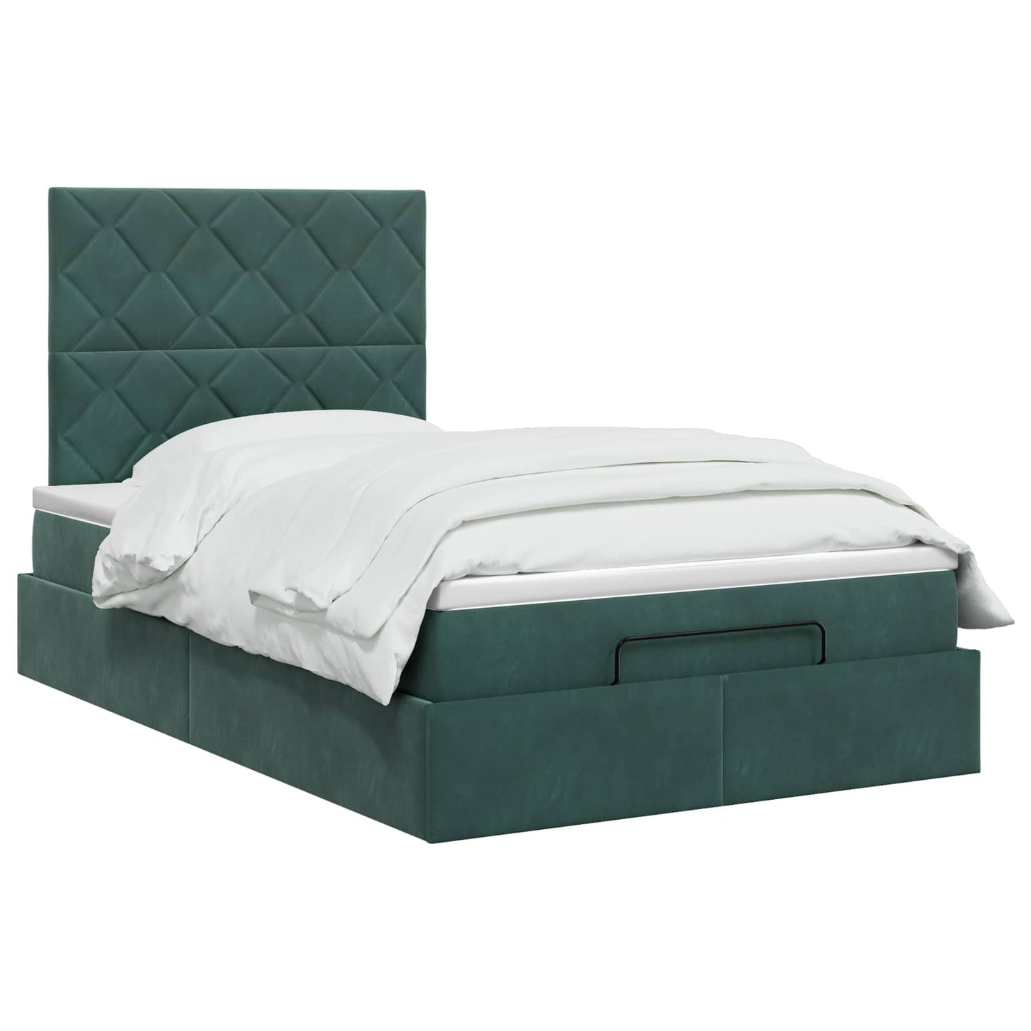 Letto ottomano con materasso Verde Scuro 120 x 190 cm Velluto | homemem39
