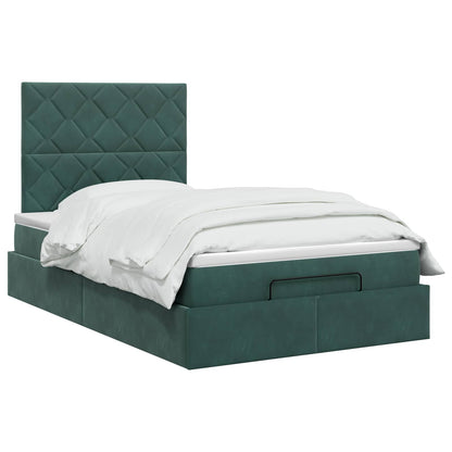 Letto ottomano con materasso Verde Scuro 120 x 190 cm Velluto | homemem39