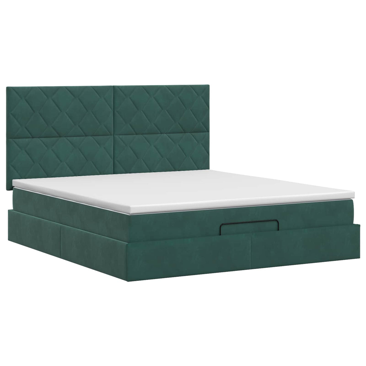 Letto ottomano con materasso Verde Scuro 160 x 200 cm Velluto